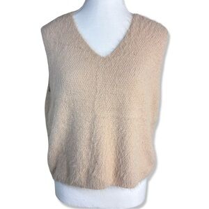 Women's Faux Fur Sweater Vest Fuzzy V Neck Sleeveless Knit Vest Top
